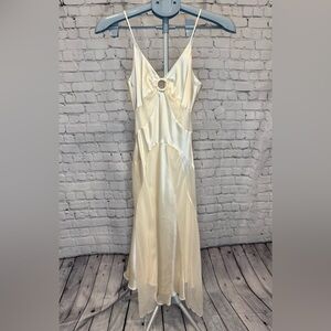 Bebe Keyhole Ivory Silk Plunge Dress